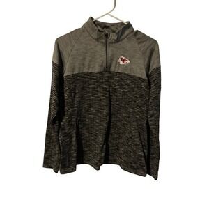Antigua Kansas City Chiefs Womens Large Quarter Zip Pullover Grey Space Dye NFL